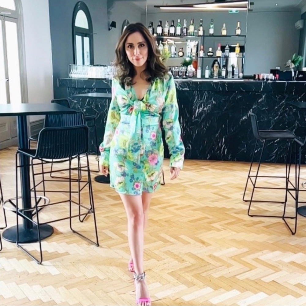 ZARA SATIN EFFECT PRINT DRESS - Picture 8 of 16